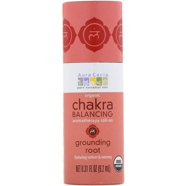Aura Cacia, Organic Chakra Balancing Aromatherapy Roll-On, Grounding Root, 0.31 fl oz (9.2 ml) (Discontinued Item)