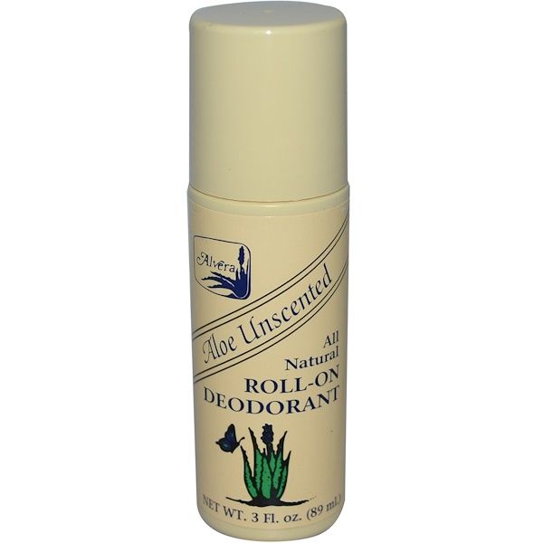 Alvera, Roll-On Deodorant, Aloe Unscented, 3 fl oz (89 ml)