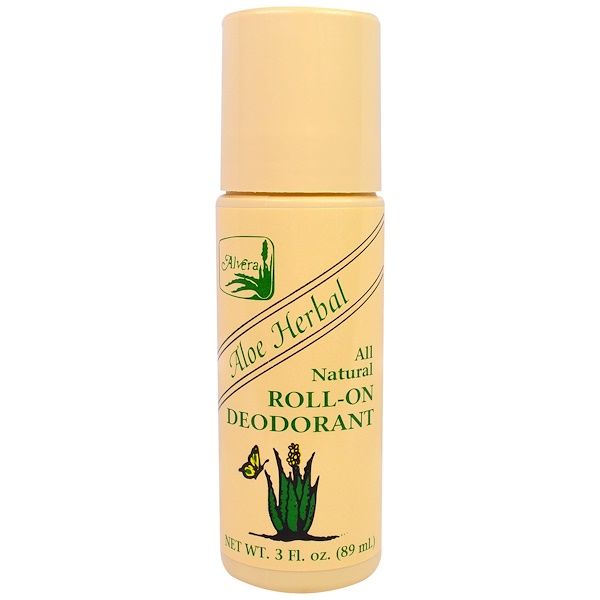 Alvera, Roll-On Deodorant, Aloe Herbal, 3 fl oz (89 ml)