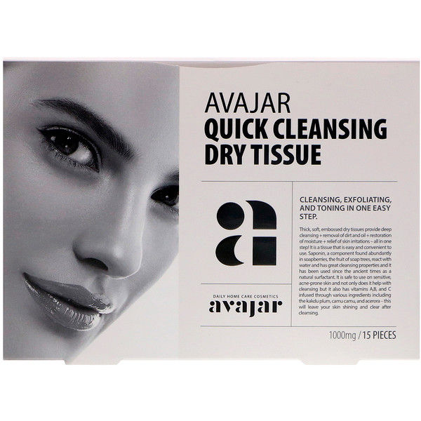 Avajar, Quick Cleansing Dry Tissue, 15 Tissues (Discontinued Item)