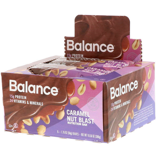 Balance Bar, Nutrition Bar, Caramel Nut Blast, 6 Bars, 1.76 oz (50 g) Each (Discontinued Item)