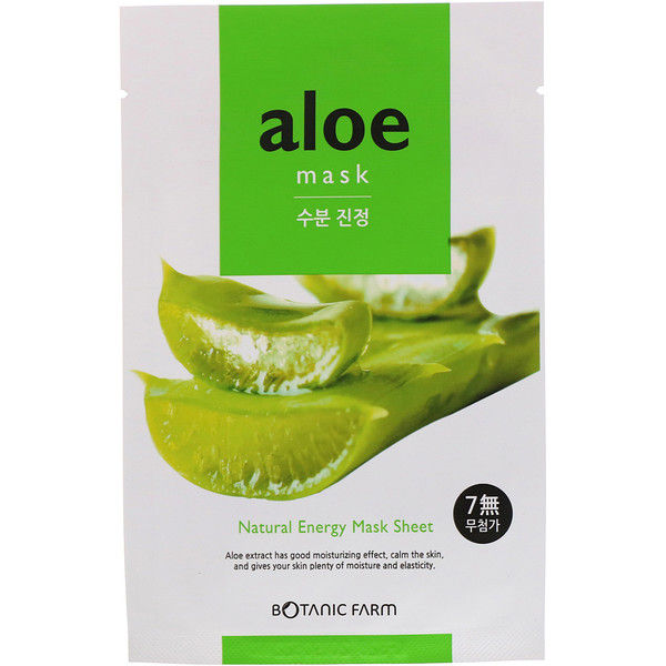 Botanic Farm, Natural Energy Mask Sheet, Aloe Mask, 1 Mask, 20 ml