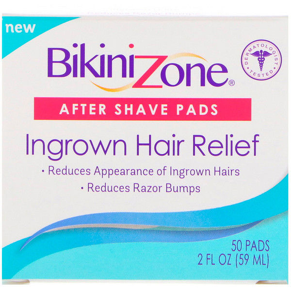 Bikini Zone, After Shave Pads, Ingrown Hair Relief, 50 Pads, 2 fl oz (59 ml) 100 Count (2x50)