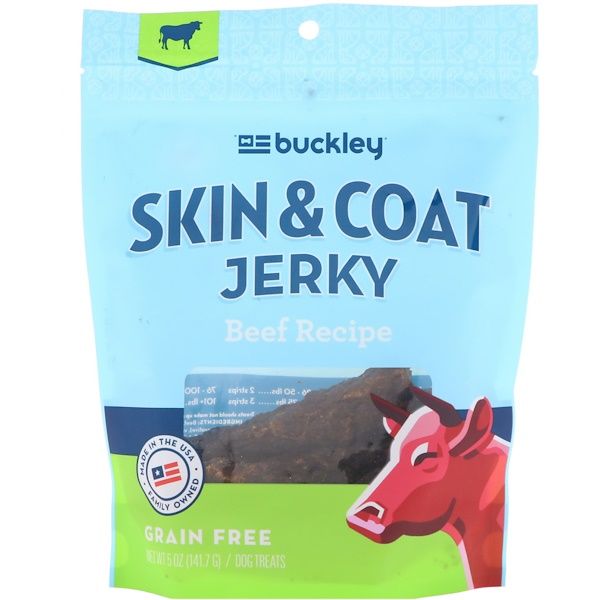 Buckley, Skin & Coat Jerky, Dog Treats, Beef Recipe, 5 oz (141.7 g)