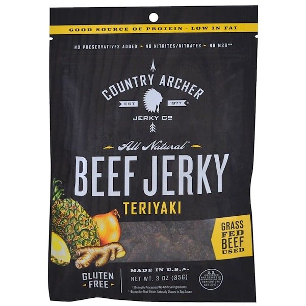 Country Archer Jerky, All Natural Beef Jerky, Teriyaki, 3 oz (85 g)