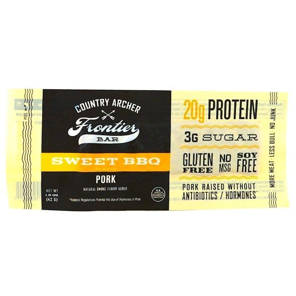 Country Archer Jerky, Frontier Bar, Pork, Sweet BBQ Flavor, 12 Bars, 1.5 oz (42 g) Each