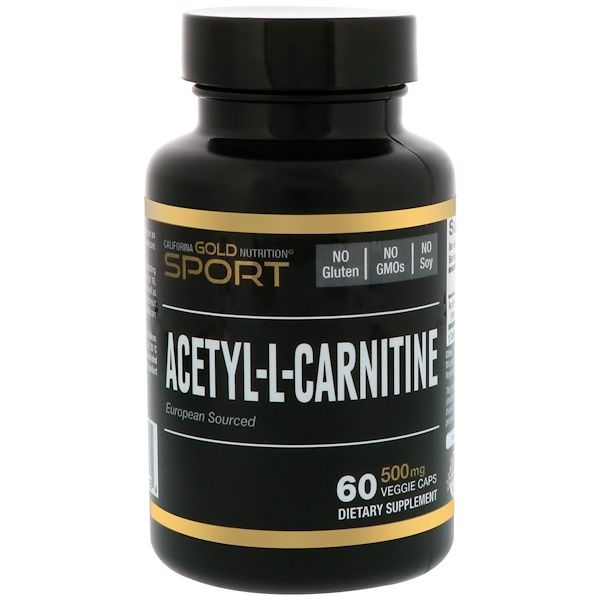 California Gold Nutrition, Sport, Acetyl-L-Carnitine, European Sourced, Alfasigma, 500 mg, 60 Veggie Caps 120 Count (2x60)
