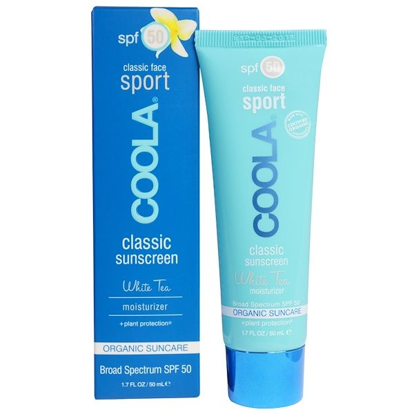 COOLA Organic Suncare Collection, Classic Face Sport, Classic Sunscreen, White Tea, SPF 50, 1.7 fl oz (50 ml) (Discontinued Item)