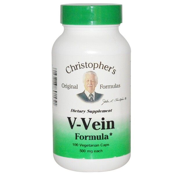 Christopher's Original Formulas, V-Vein Formula, 500 mg, 100 Veggie Caps 200 Count (2x100)