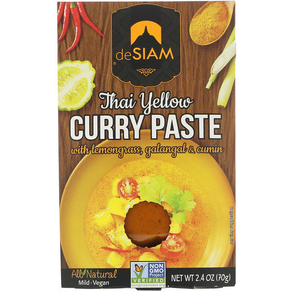 deSIAM, Thai Yellow Curry Paste, Mild, 2.4 oz (70 g)