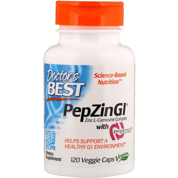 Doctor's Best, PepZin GI, Zinc-L-Carnosine Complex, 120 Veggie Caps 240 Count (2x120)