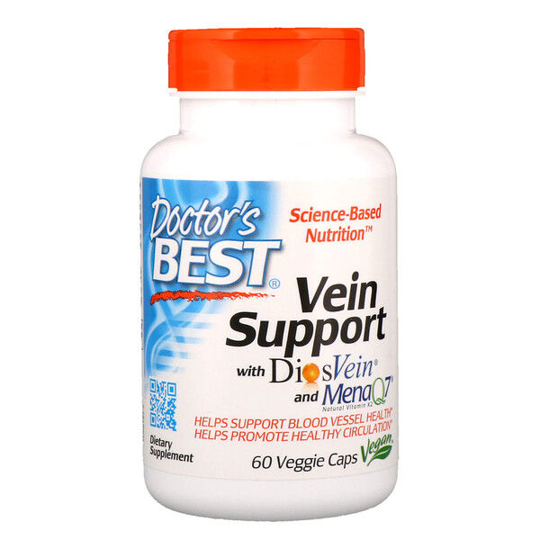 Doctor's Best, Vein Support, with DiosVein and MenaQ7, 60 Veggie Caps 60 Count