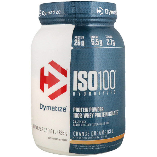 Dymatize tion, ISO100 Hydrolyzed, 100% Whey Protein Isolate, Orange Dreamsicle, 1.6 lbs (725 g)