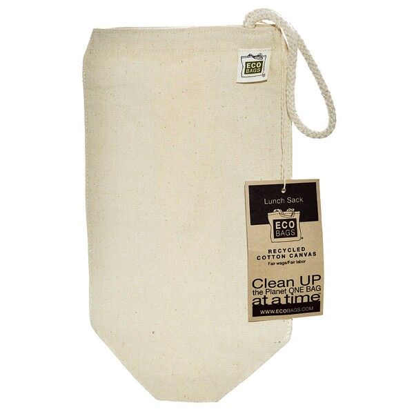 ECOBAGS, Recycled Cotton Canvas Lunch Sack, 1 Bag, 7"w x 10.5"h 2 Count (2x1)