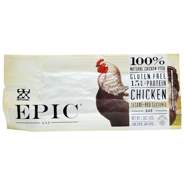 Epic Bar, Chicken, Sesame + BBQ Seasoned Bars, 12 bars, 1.5 oz (43 g) Each (Discontinued Item)