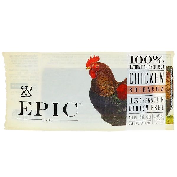 Epic Bar, Chicken Sriracha Bar, 12 Bars, 1.5 oz (43 g) Each