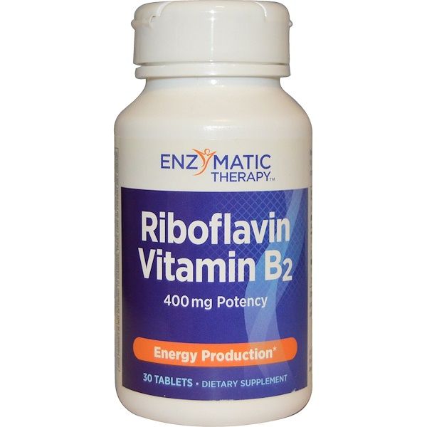 Enzymatic Therapy, Riboflavin  B2, Energy Production, 400 mg, 30 s 30 Count