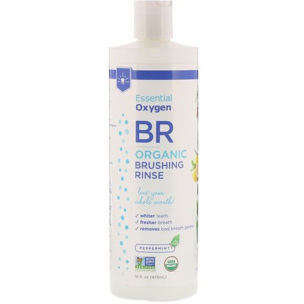 Essential Oxygen, BR Organic Brushing Rinse, Peppermint, 16 fl oz (480 ml)