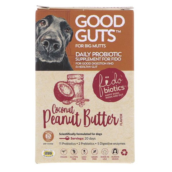 Fidobiotics, Good Guts, Daily Probiotic, For Big Mutts, Coconut Peanut Butter, 12 Billion CFUs, 1.4 oz (40 g)