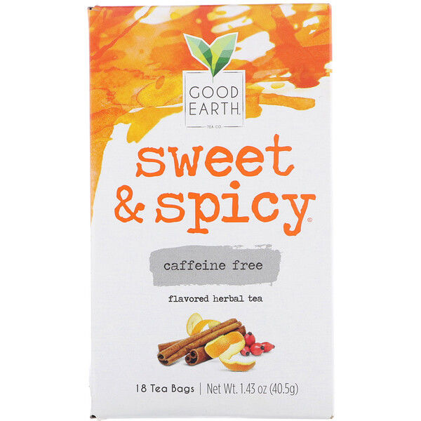 Good Earth Teas, Sweet & Spicy, Caffeine Free, Herbal Tea, 18 Tea Bags, 1.43 oz (40.5 g)