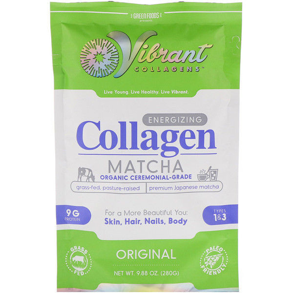 Green Foods Corporation, Vibrant Collagens, Energizing Collagen Matcha, Original, 9.88 oz (280 g)