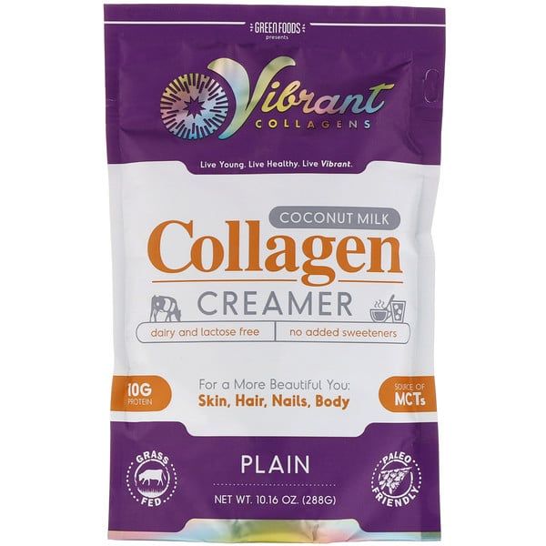 Green Foods Corporation, Vibrant Collagens, Coconut Milk Collagen Creamer, Plain, 10.16 oz (288 g)