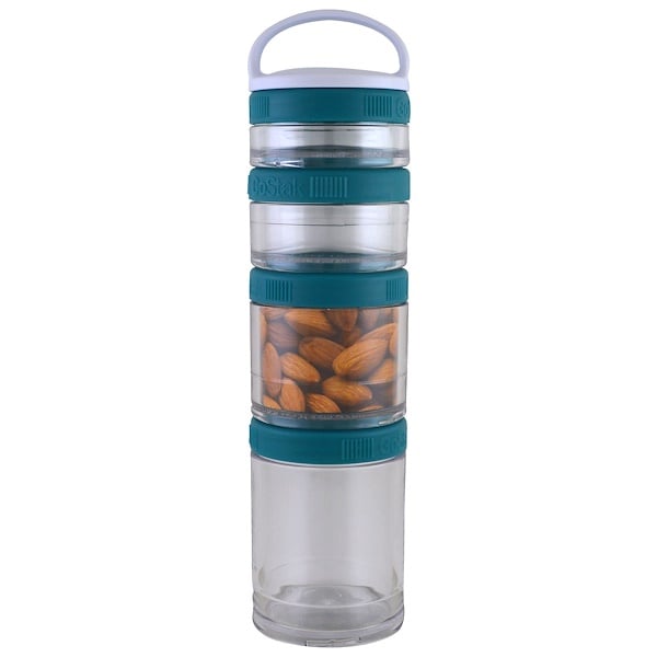 GoStak, Portable Stackable Containers, Teal, Starter 4 Pack