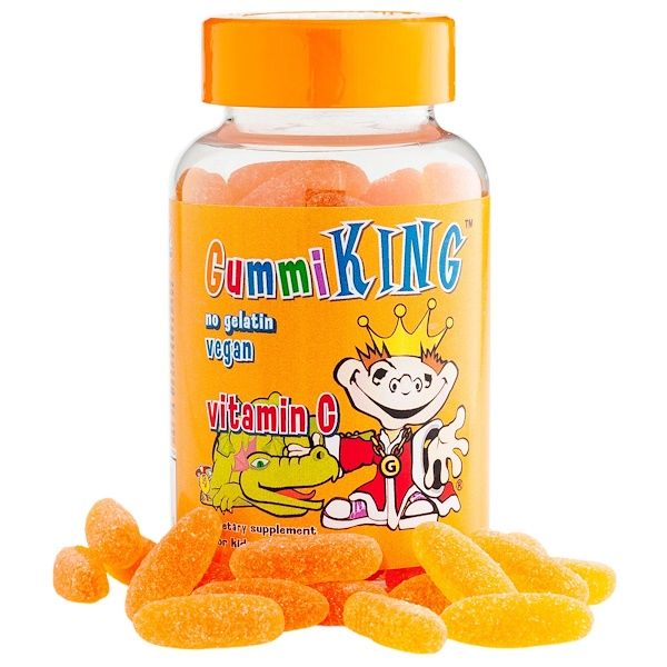 GummiKing, Vitamin C for Kids, Natural Orange Flavor, 60 Gummies 120 Count (2x60)