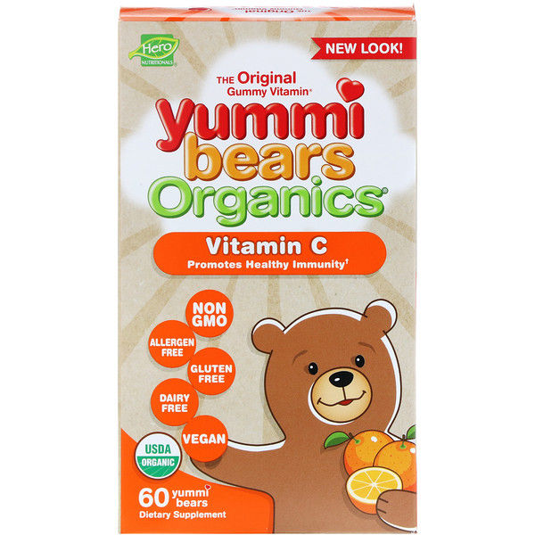 Hero Nutritional Products, Yummi Bears Organics, Vitamin C, 60 Yummi Bears 120 Count (2x60)