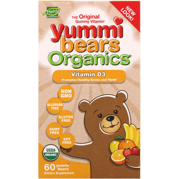 Hero Nutritional Products, Yummi Bears Organics, Vitamin D3, 60 Yummi Bears