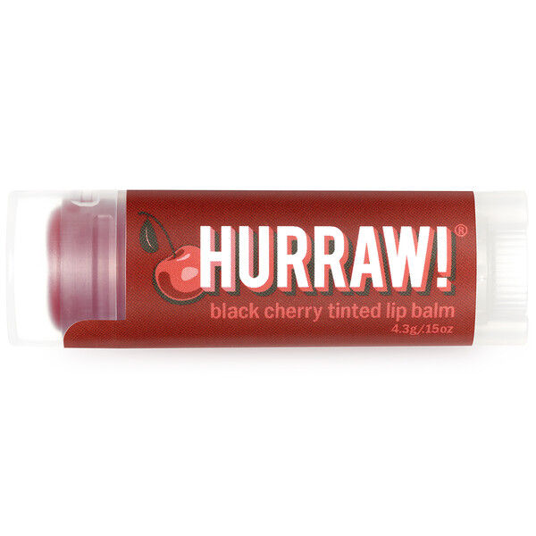 Hurraw! Balm, Tinted Lip Balm, Black Cherry, .15 oz (4.3 g) 2 Count (2x1)