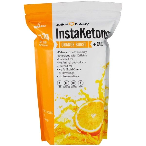 Julian Bakery, InstaKetones, Orange Burst + Caffeine, 1.16 lbs (525 g)