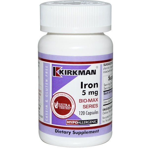 Kirkman Labs, Iron Bio-Max Series, 5 mg, 120 s