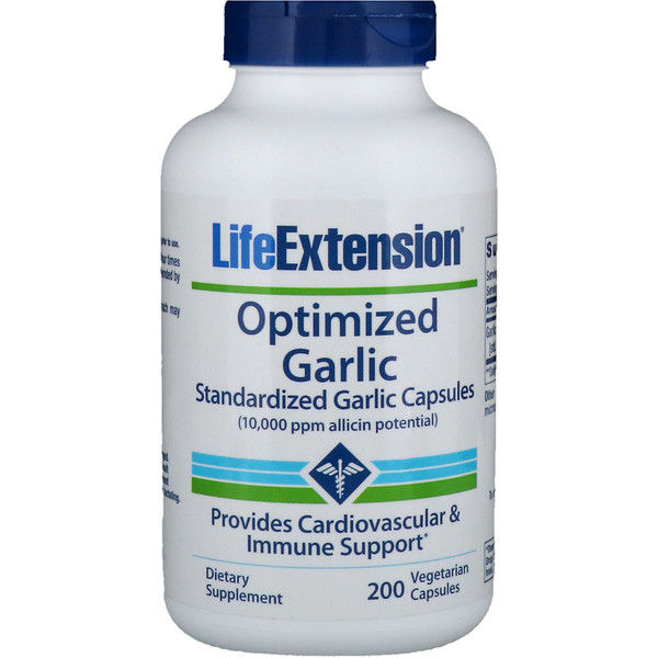 Life Extension, Optimized Garlic, Standardized Garlic s, 200 Vegetarian s 400 Count (2x200)