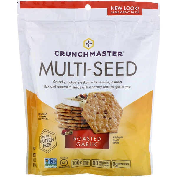 Crunchmaster, Multi-Seed Crackers, Roasted Garlic, 4.5 oz (127 g)