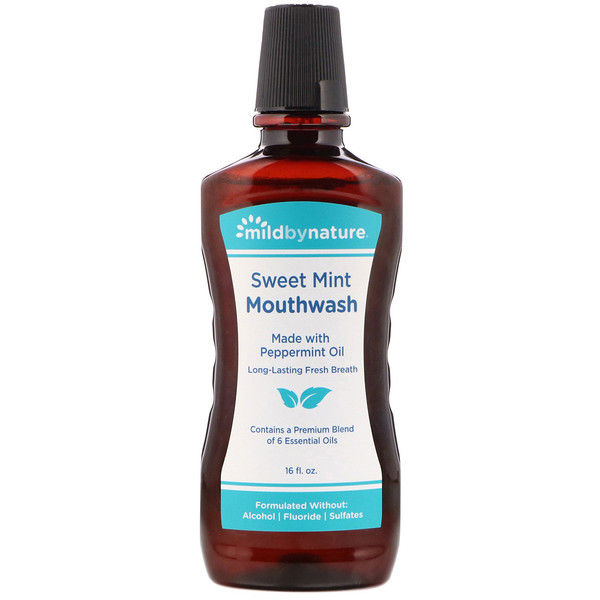 Mild By Nature, Mouth Wash, Made with Peppermint Oil, Long-Lasting Fresh Breath, Sweet Mint, 16 fl oz