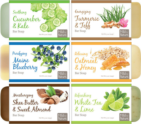 Mild By Nature, Cleansing Bar Soap, Variety Pack, 6 Scents, 5 oz (141 g) Each