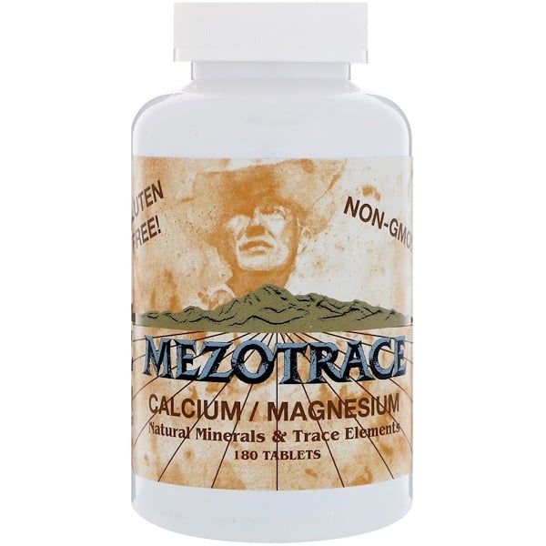 Mezotrace, Calcium / Magnesium, Natural Minerals & Trace Elements, 180 Tablets 360 Count (2x180)