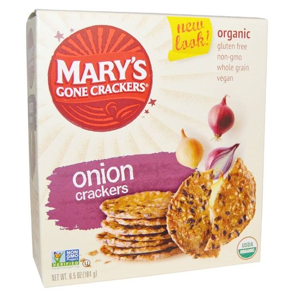 Mary's Gone Crackers, , Onion Crackers, 6.5 oz (184 g) (Discontinued Item)