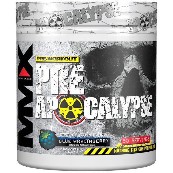 MuscleMaxx, PRE APOCALYPSE, Pre-Workout, Arginine + Taurine + Creatine + Beta-Alanine, Blue Wraithberry, 11.28 oz (320 g)