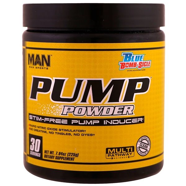 MAN Sports, Pump Powder, Stim-Free Pump Inducer, Blue Bomb-Sicle, 7.94 oz (225 g) (Discontinued Item)
