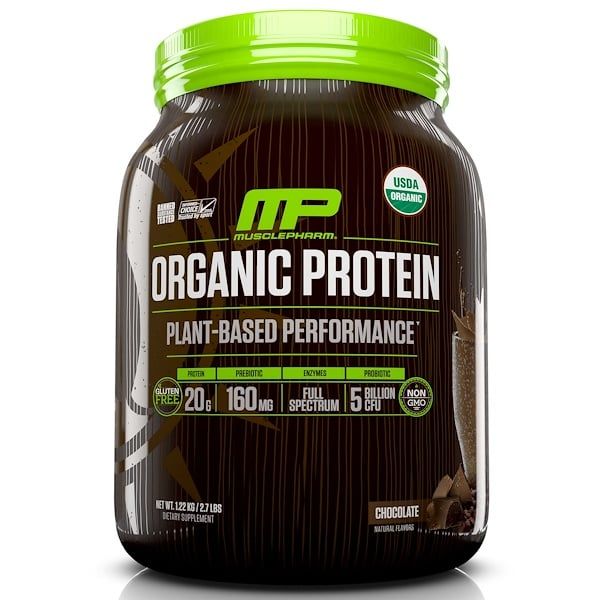 MusclePharm Natural, Organic Protein, Plant-Based Performance, Chocolate, 2.7 lbs (1.22 kg) (Discontinued Item)