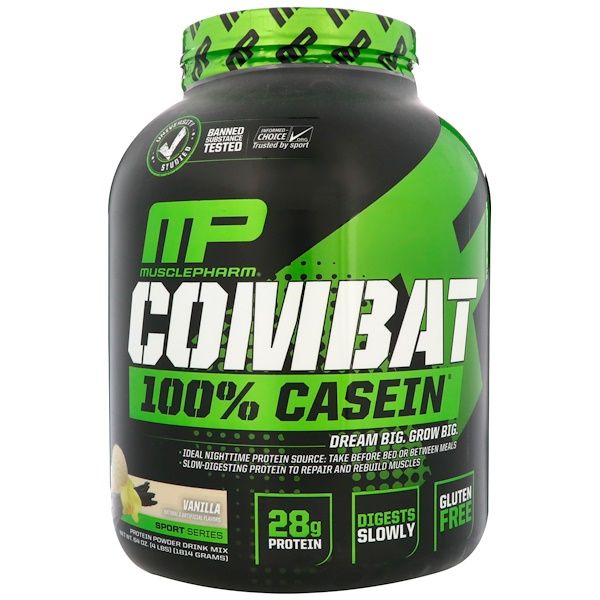 MusclePharm, Combat 100% Casein, Vanilla, 4 lbs (1814 g)