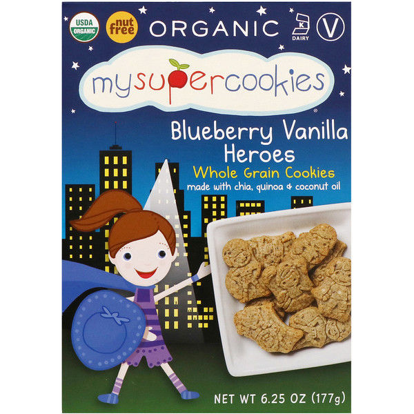 MySuperCookies, Whole Grain Cookies, Blueberry Vanilla Heroes, 6.25 oz (177 g)