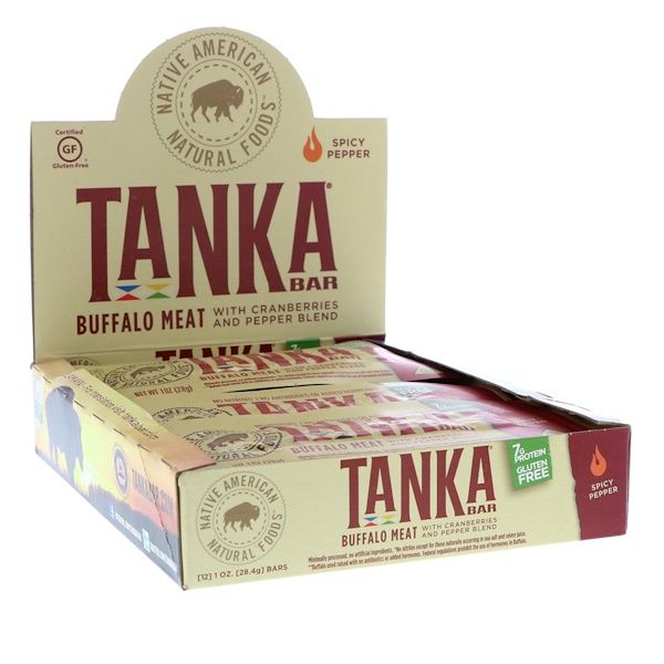 Tanka, Bar, Buffalo Meat with Cranberries and Pepper Blend, Spicy Pepper, 12 Bars, 1 oz (28.4 g) Each
