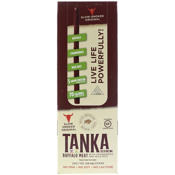 Tanka, Stick, Buffalo Meat with Cranberries and Wild Rice, Slow Smoked Original, 24 Sticks, 1 oz (28.4 g) Each