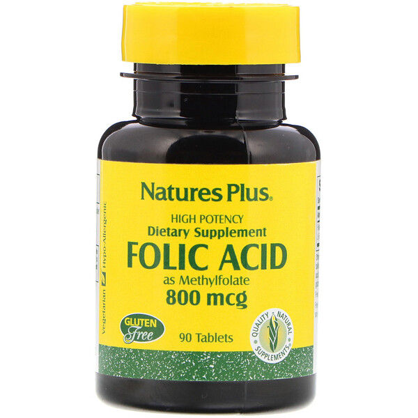 Nature's Plus, Folic , 800 mcg, 90 s 90 Count