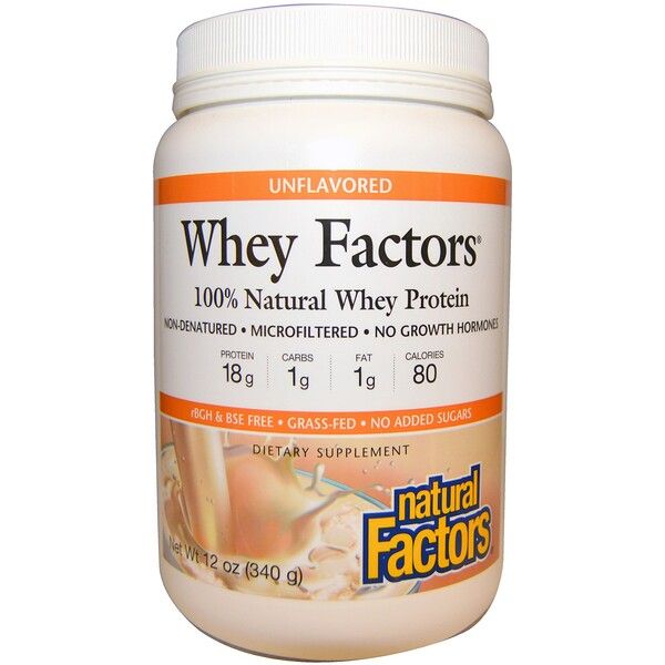 Natural Factors, Whey Factors, 100% Natural Whey Protein, Unflavored, 12 oz (340 g) (Discontinued Item)