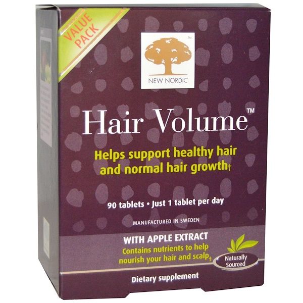 New Nordic US Inc, Hair Volume With Apple Extract, 90 Tablets 90 Count