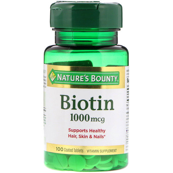 Nature's Bounty, Biotin, 1,000 mcg, 100 Coated s 100 Count
